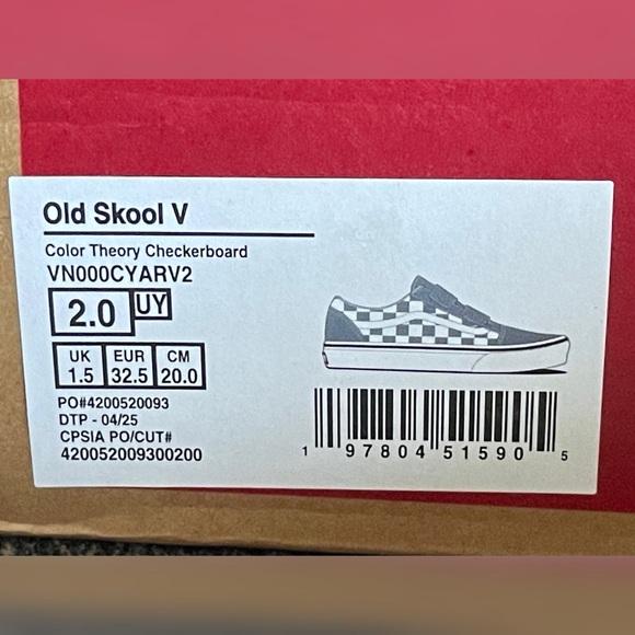 Vans Kids Old Skool V Shoes Gray & White Color Size-2.0 - Picture 13 of 13